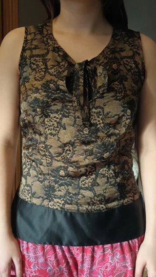 Camisa de fiesta encaje negro y marrón