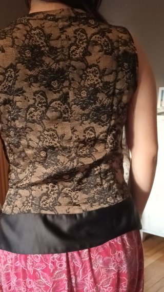 Camisa de fiesta encaje negro y marrón