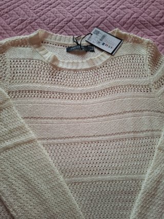 Jersey beige de punto fino