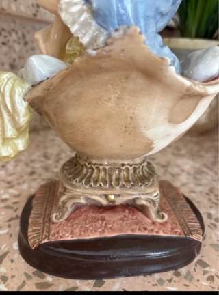 Figura Maternidad Porcelana Azul y Oro