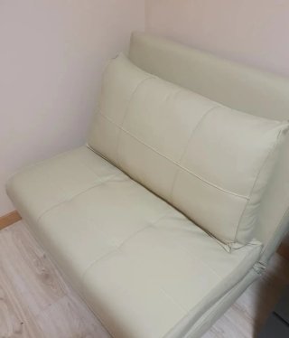 Sofá Cama Beige Piel Sintética