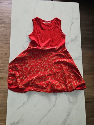 Vestido Desigual Niña Rojo Mariposas años 8/10