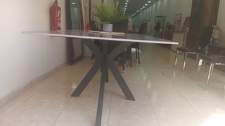 Mesa Comedor Efecto Mármol Negro/Marrón