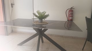 Mesa Comedor Efecto Mármol Negro/Marrón