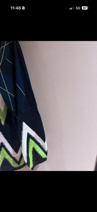 Jersey Uterqüe Rombos Negro y Verde Talla s