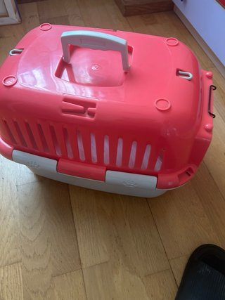 Transportín para mascotas rosa y blanco