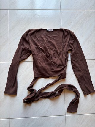 Zara Maglia Incrociata Marrone Taglia S