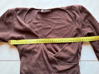 Zara Maglia Incrociata Marrone Taglia S