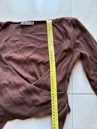 Zara Maglia Incrociata Marrone Taglia S