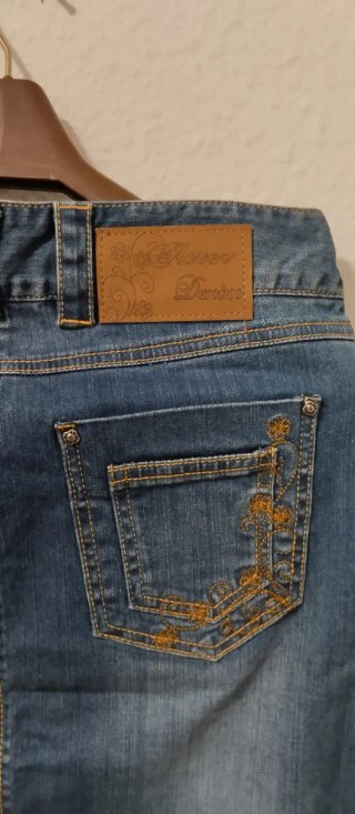 Falda vaquera midi azul oscuro M/38