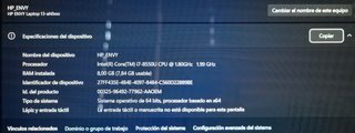 Portátil HP Envy 13 i7 Ultrabook B&O 8GB 256SSD