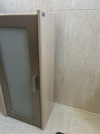 Armario baño madera y cristal