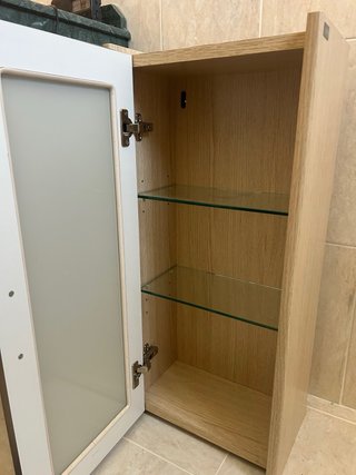 Armario baño madera y cristal