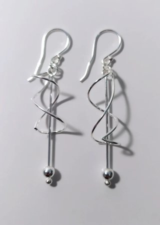 Pendientes largos espiral plata de ley