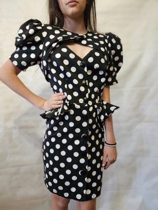 Abito Vintage Pois Bianchi - Silhouette Sinuosa