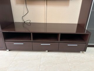 Mueble de salón modular madera y cristal