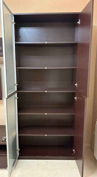 Mueble de salón modular madera y cristal