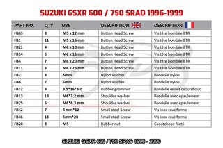 Kit tornillos SUZUKI GSXR 600 750 SRAD 1996 - 2000