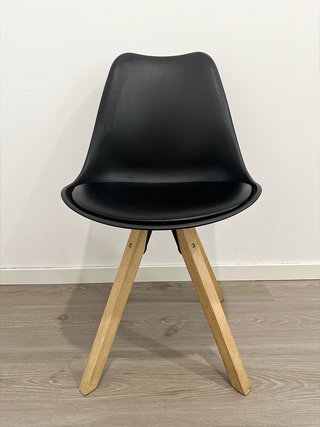 4 Sillas Comedor BLOKHUS Polipiel Negro