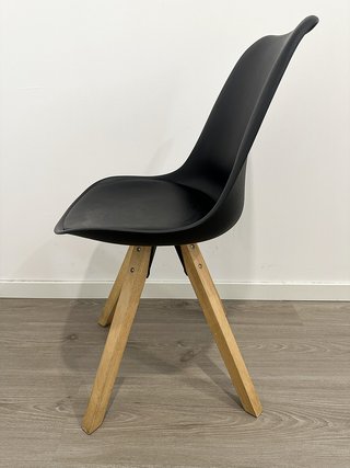 4 Sillas Comedor BLOKHUS Polipiel Negro