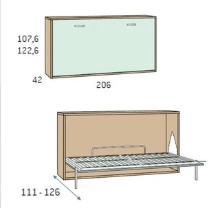 CAMA ABATIBLE HORIZONTAL 90 cm para dormitorios ju