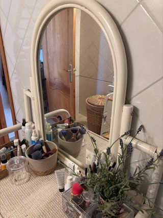 Tocador vintage ratán y madera