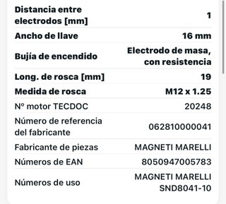 4 Bujías coche
