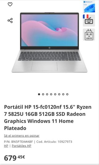 Portátil HP 15-fc0120nf Gris/Plata