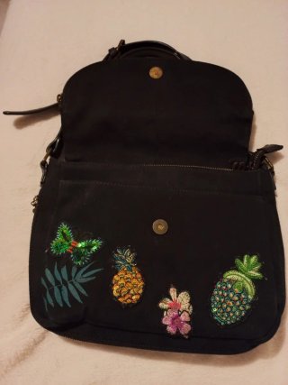Bolso Desigual Negro con Piñas y Flores