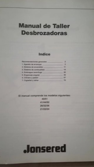 Manual Taller Desbrozadoras Jonsered RS/GR/GT