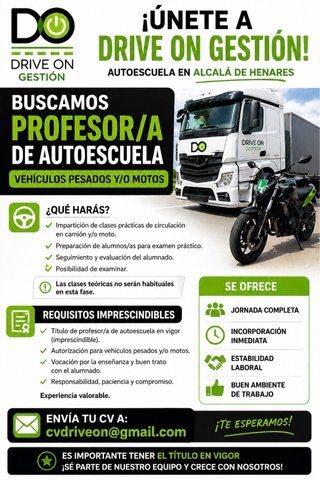 Profesor autoescuela vehículos pesados y/o moto
