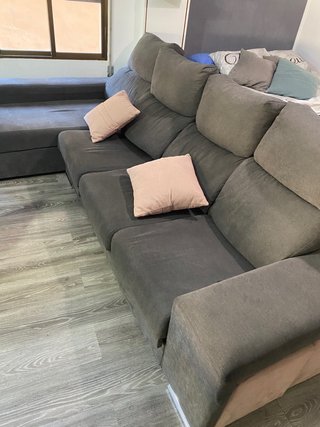 Sofá Chaiselongue Gris y Rosa