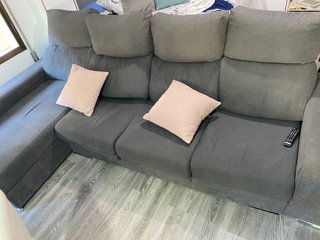 Sofá Chaiselongue Gris y Rosa