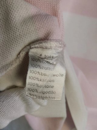 Polo Lacoste a righe rosa e bianche