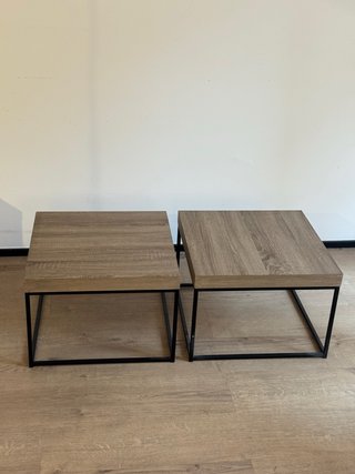 Set de 2 Mesas auxiliares de madera y metal