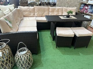 Conjunto Ratan Terraza Negro y Beige