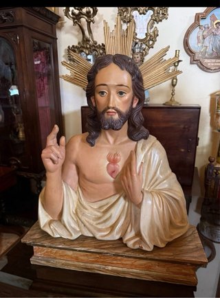 Busto Sagrado Corazón de  jesus madera