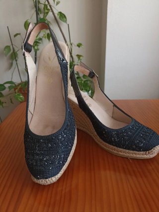 Alpargatas Viguera Mujer Talla 36 Negras de gliter