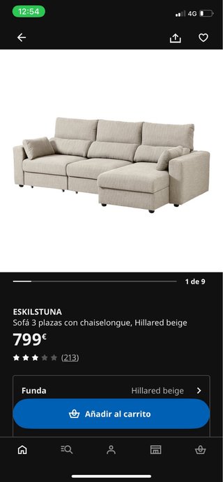Sofá 4 plazas Eskiltsuna Ikea Beige
