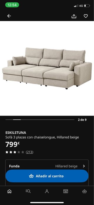 Sofá 4 plazas Eskiltsuna Ikea Beige