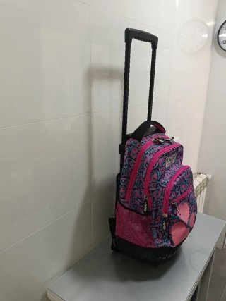 Mochila con ruedas y diseño de corazones