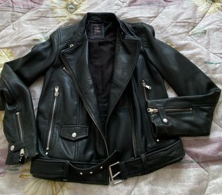 Chaqueta Piel Zara Negra