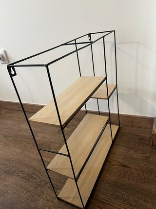 Tres Estanterías Madera y Metal Negras