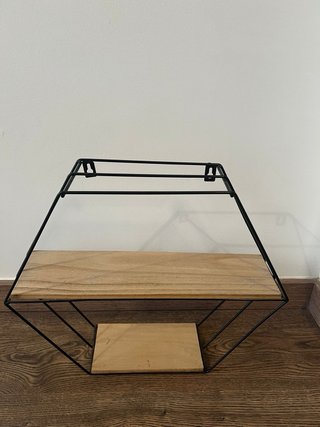 Tres Estanterías Madera y Metal Negras