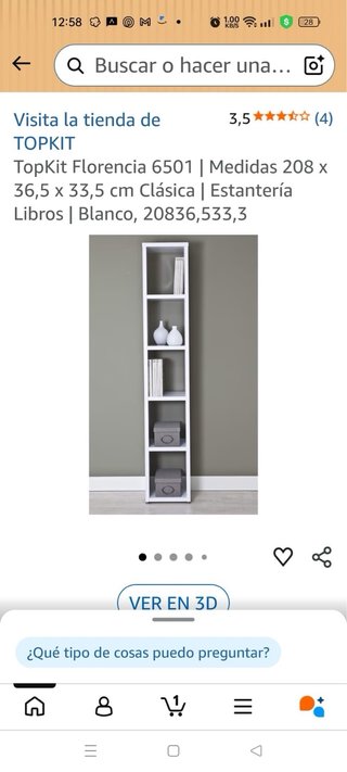 Estantería blanca alta 203 cm