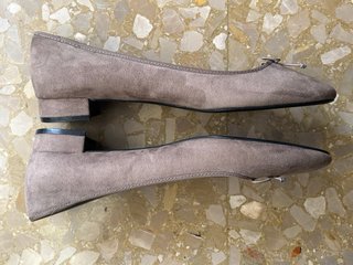 Bailarinas Zara Piel Gris Lazo