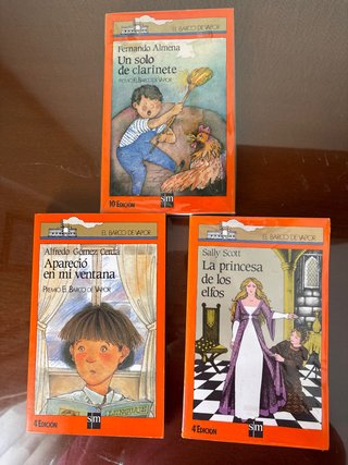 Libros de lectura color naranja de barco de vapor