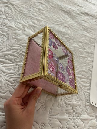 Joyero Cristal Pintado a Mano Flores