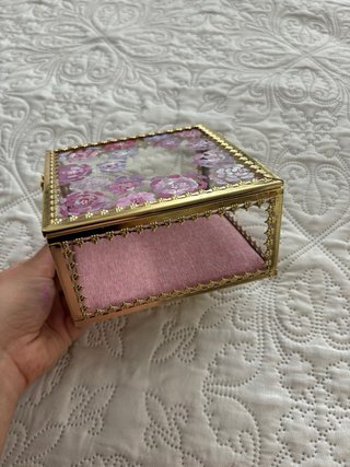 Joyero Cristal Pintado a Mano Flores
