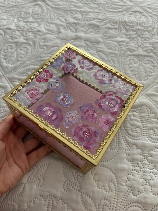 Joyero Cristal Pintado a Mano Flores